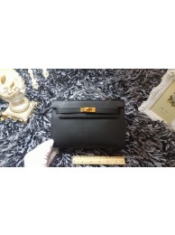 Copy Hermes Kelly 22cm mini tote bag calf leather K011 black JH01692lZ95