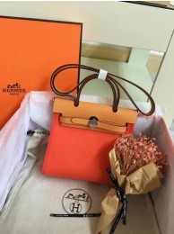 Copy Hermes mini Herbag Original Canvas Leather & Calfskin 45987 orange&brown JH01185RZ88