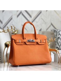 Copy Hermes original Epsom Leather HB35O orange&silver Metal JH01257Xq19