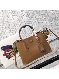 Designer Fake prada medium saffiano lux tote original leather bag bn2755 tan&gray JH05619TP23