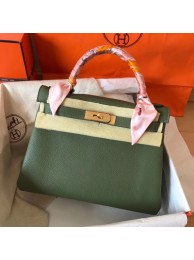 Fake 1:1 Hermes original Togo leather kelly bag KL320 Blackish green JH01388Av26