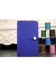 Fake 2015 Hermes new model original leather clutch 6648 brilliant blue JH01811Ty15