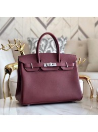 Fake Cheap Hermes original Epsom Leather HB35O Burgundy&silver Metal JH01245Wq19