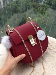 Fake Chloe Drew Shoulder Bags Calfskin Leather 3369 Burgundy JH08933dS46