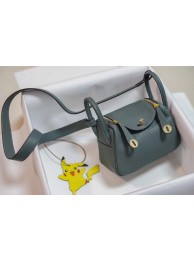 Fake Copy Hermes mini Lindy Togo Leather Bag LD19 light blue&gold-Tone Metal JH01225UW33