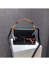 Fake FENDI Kan I Leather Shoulder Bag 13136 black JH08733kd37