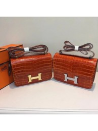 Fake Hermes Constance Bag Croco Leather H6811 orange JH01653DK43