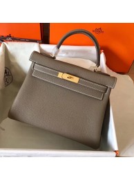 Fake Hermes original Togo leather kelly bag KL320 dark grey JH01387SY47