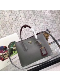 Fake prada medium saffiano lux tote original leather bag bn2755 gray&burgundy JH05621zK58