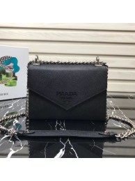 Fake Prada Monochrome Saffiano leather bag 1BD127 black JH05526HB93