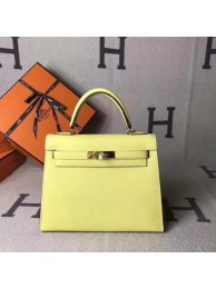Fake Replica Hermes original epsom leather kelly Tote Bag KL2832 lemon JH01547cN57