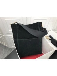 Fashion Celine Seau Sangle Original Suede Leather Shoulder Bag 3369 black JH06144RW51