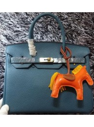 Fashion Imitation Hermes Birkin 30CM Tote Bags Litchi Leather H30LI Blue JH01412dK58