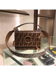 Fendi Calfskin Leather Flap Shoulder Bag 6885 brown JH08735nK94