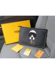 Fendi clutch original leather 20159 black JH08770Nm15