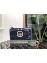 Fendi KAN I F blue leather bag with exotic details 8284M JH08617pb81