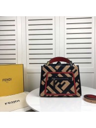 Fendi KAN I LOGO Handbag 8BS087 black&pink JH08712pT90