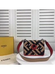 Fendi KAN I LOGO Handbag 8BS089 black&pink JH08708fN93