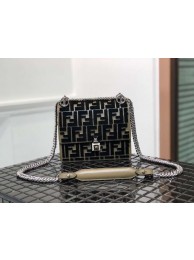 Fendi KAN I SMALL Multicolor fabric mini-bag 8BT0381 black&Khaki JH08620SB35