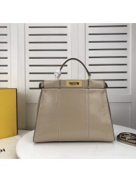 FENDI PEEKABOO ICONIC cream leather bag F0837 JH08551qT25