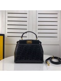 FENDI PEEKABOO ICONIC leather bag F0335 black JH08521Au34