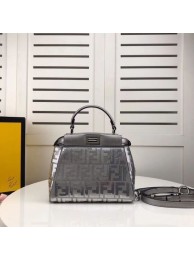 FENDI PEEKABOO ICONIC leather bag F0335 Silver JH08519GB12
