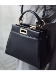 Fendi PEEKABOO ICONIC MINI nappa leather bag 8BN244 black JH08494OG45