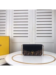 Fendi WALLET ON CHAIN WITH POUCHES leather mini-bag F0005 black&brown JH08526Ph61