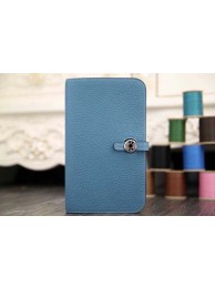 First-class Quality 2015 Hermes new model original leather clutch 6648 light blue JH01803Vu63