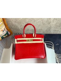 First-class Quality Hermes Birkin Bag Original Leather crocodile HBK35 red JH01191mU66