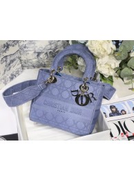 First-class Quality MEDIUM LADY D-LITE BAG Denim Blue Cannage Embroidery M0565OR JH06883Vu63