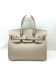 Hermes birkin 30cm ostrich leather tote bag H30 apricot JH01676Ph61
