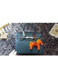 Hermes Birkin 30CM tote bags litchi leather H30 blue JH01726tp88