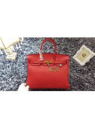 Hermes Birkin 35cm tote bag litchi leather H35 red JH01705QZ36