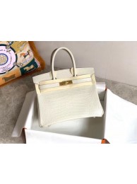 Hermes Birkin Bag Original Leather crocodile HBK35 white JH01193Lg61