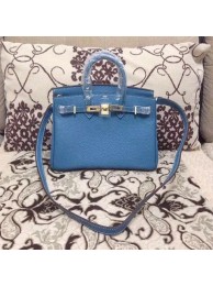 Hermes Birkin H25 litchi grain blue JH01774lH78