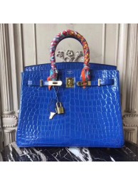 Hermes Birkin Tote Bag Croco Leather BK35 blue JH01463KD63