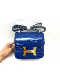 Hermes Constance Bag Croco Leather 3326 Royal Blue JH01671Au34