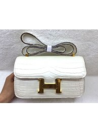 Hermes Constance Bag Croco Leather 3327 White JH01667sA28