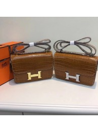 Hermes Constance Bag Croco Leather H6811 Brown JH01645vn84