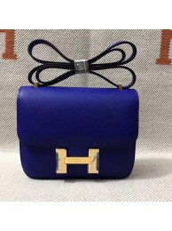 Hermes Constance Bag Epsom calfskin H0713 blue gold-Tone Metal JH01371Ye63
