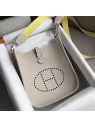 Hermes Evelyne original togo leather mini Shoulder Bag H15698 light gray JH01429hn36