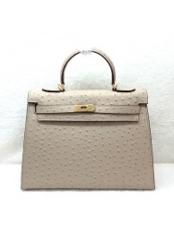 Hermes kelly 32cm ostrich leather tote bag H32 apricot JH01674dC47