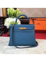 Hermes Kelly KY32 Tote Bag togo original Leather blue Gold hardware JH01638rt58
