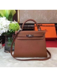 Hermes Kelly KY32 Tote Bag togo original Leather Light brown silver hardware JH01635DO87