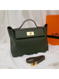 Hermes Kelly togo Leather Tote Bag H2424 Blackish green JH01259uq12
