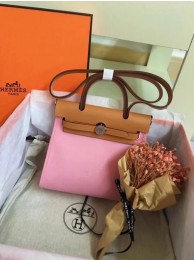 Hermes mini Herbag Original Canvas Leather & Calfskin 45987 pink&brown JH01183ix60