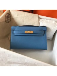 Hermes original epsom leather kelly Tote Bag KL2833 blue JH01529cP55