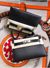 Hermes original mini Kelly chevre mysore K19CM black&silver Metal JH01282RI33
