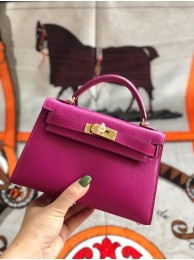 Hermes original mini Kelly chevre mysore K19CM rose&Gold Metal JH01271Nc47